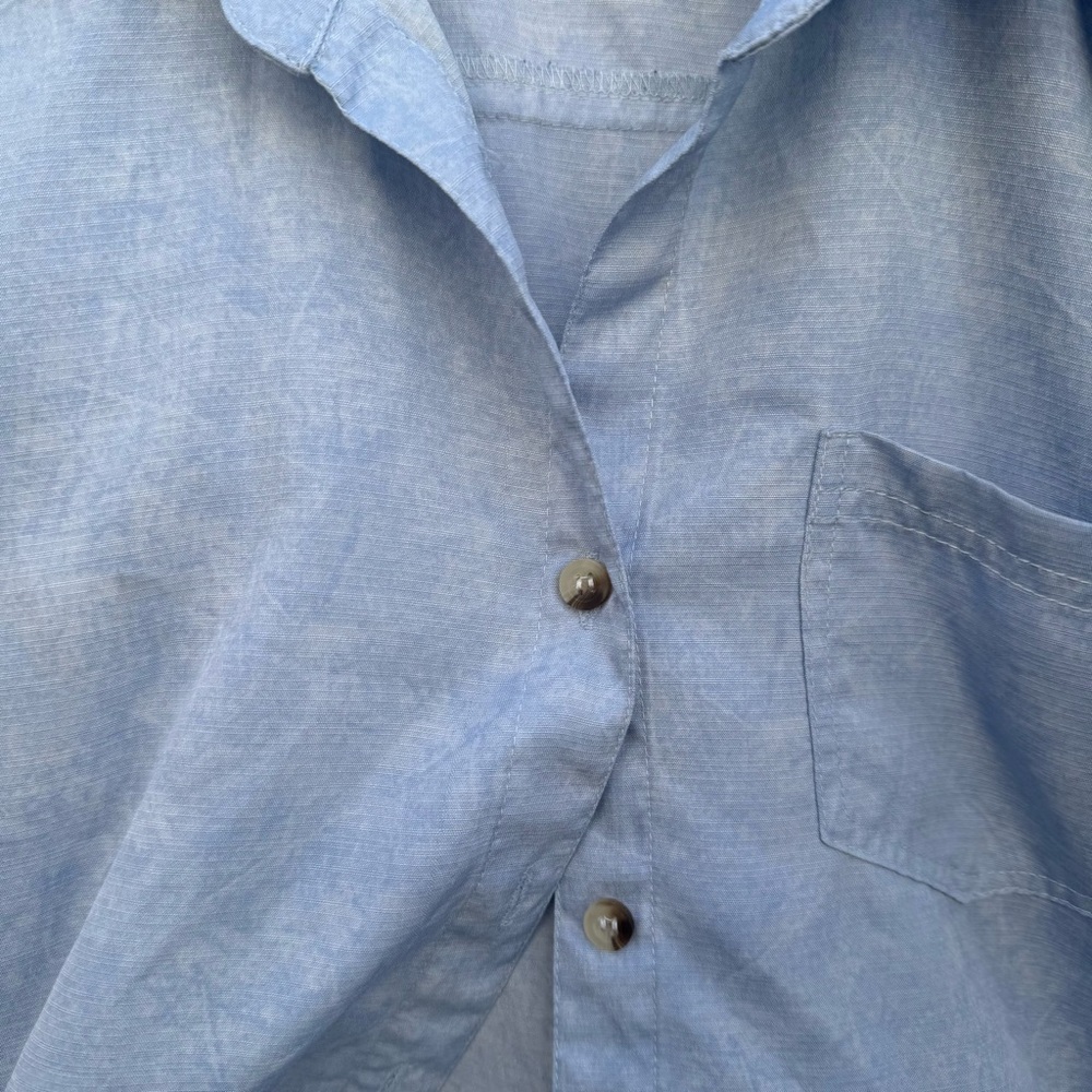 Style Envy Sky Blue Short Sleeve Button Down Shirt Blouse Size Medium - Picture 5 of 9